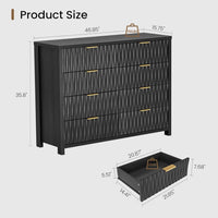 Sikaic Dresser Fluted Dresser with 8 Drawers Black Black / Engineered Wood / Modern