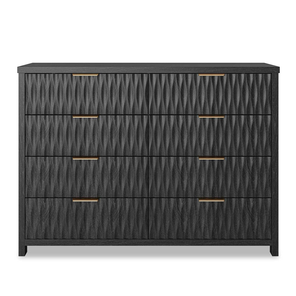 Sikaic Dresser Fluted Dresser with 8 Drawers Black Black / Engineered Wood / Modern