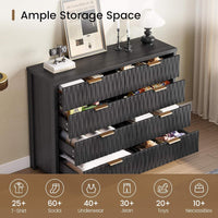 Sikaic Dresser Fluted Dresser with 8 Drawers Black Black / Engineered Wood / Modern