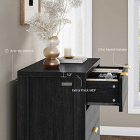 Sikaic Dresser Fluted Tall Dresser with 6 Drawers Black Black / Engineered Wood / Modern