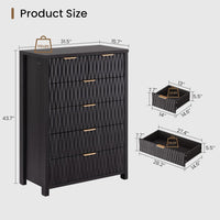 Sikaic Dresser Fluted Tall Dresser with 6 Drawers Black Black / Engineered Wood / Modern