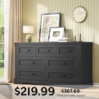 Sikaic Dresser Large Multifunctional Dresser with 7 Drawers Black Black / Engineered Wood / New Classic