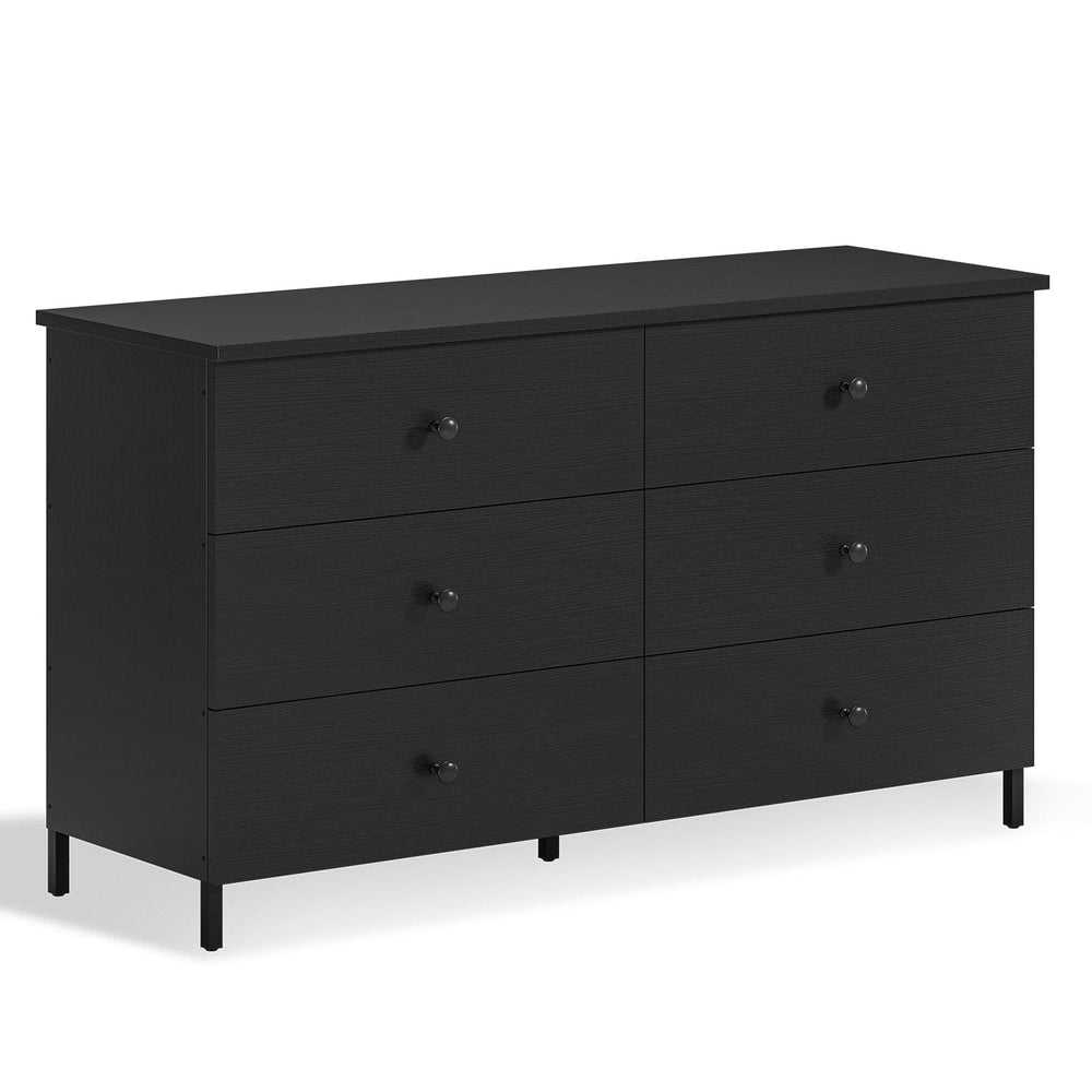 Sikaic Dresser 6 Drawers Dresser with Heavy Sturdy Steel Frame Black Black / Modern