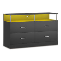 Sikaic Dresser Dresser with 4 Drawers Charging Station Black Black / Modern