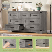 Sikaic Dresser Large Multifunctional Dresser with 7 Drawers Grey Grey / Engineered Wood / Modern
