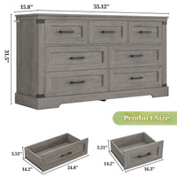 Sikaic Dresser Large Multifunctional Dresser with 7 Drawers Grey Grey / Engineered Wood / Modern