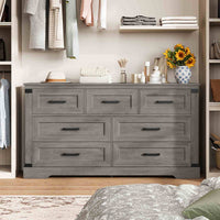 Sikaic Dresser Large Multifunctional Dresser with 7 Drawers Grey Grey / Engineered Wood / Modern
