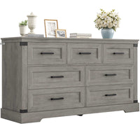 Sikaic Dresser Large Multifunctional Dresser with 7 Drawers Grey Grey / Engineered Wood / Modern