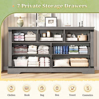 Sikaic Dresser Large Multifunctional Dresser with 7 Drawers Grey Grey / Engineered Wood / Modern