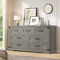 Sikaic Dresser Large Multifunctional Dresser with 7 Drawers Grey Grey / Engineered Wood / Modern