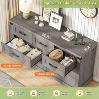 Sikaic Dresser Large Multifunctional Dresser with 7 Drawers Grey Grey / Engineered Wood / Modern