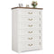 Sikaic Dresser 51.2 Inches Tall Dresser with 6 Large Drawers White White / Engineered Wood / Farmhouse