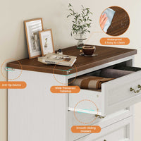 Sikaic Dresser 51.2 Inches Tall Dresser with 6 Large Drawers White White / Engineered Wood / Farmhouse