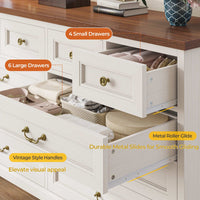 Sikaic Dresser 55 Inches 10 Drawers Dresser with Natural Texture and Vintage Handles White White / Engineered Wood / Modern