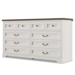Sikaic Dresser 55 Inches 10 Drawers Dresser with Natural Texture and Vintage Handles White White / Engineered Wood / Modern