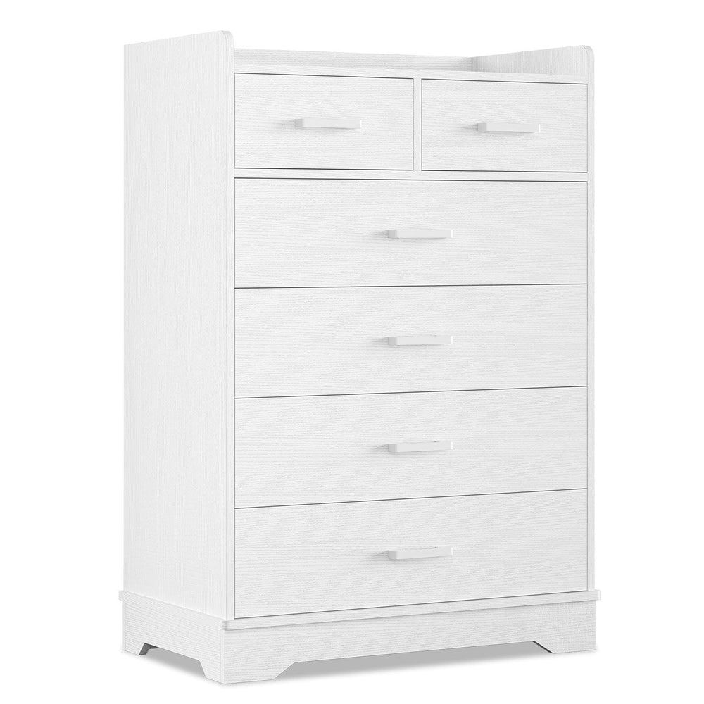 Sikaic Dresser 6 Drawers Dresser with Vertical Large Storage White White / Engineered Wood / Modern