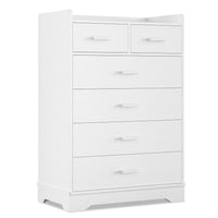 Sikaic Dresser 6 Drawers Dresser with Vertical Large Storage White White / Engineered Wood / Modern
