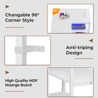 Sikaic Dresser Corner L Shaped LED TV Stand Convertible Dresser with Charging Station and Open Shelf & PU Finish Drawers for Living Room White White / Engineered Wood / Modern