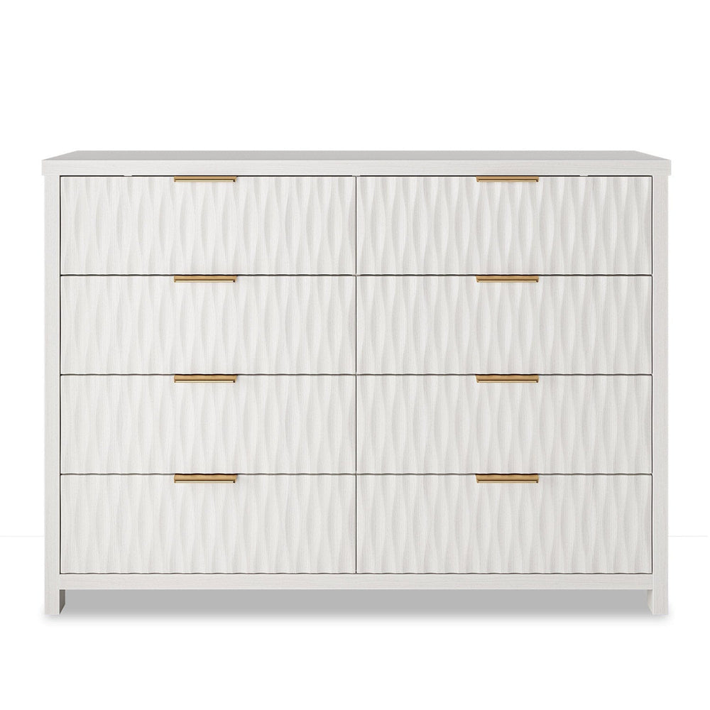 Sikaic Dresser Fluted Dresser with 8 Drawers White White / Engineered Wood / Modern