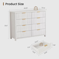 Sikaic Dresser Fluted Dresser with 8 Drawers White White / Engineered Wood / Modern