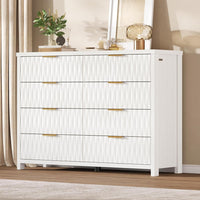 Sikaic Dresser Fluted Dresser with 8 Drawers White White / Engineered Wood / Modern