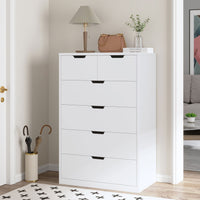 Sikaic Dresser Tall Dresser with 6 Drawers White White / Engineered Wood / Modern