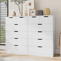 Sikaic Dresser Tall Dresser with 6 Drawers White White / Engineered Wood / Modern