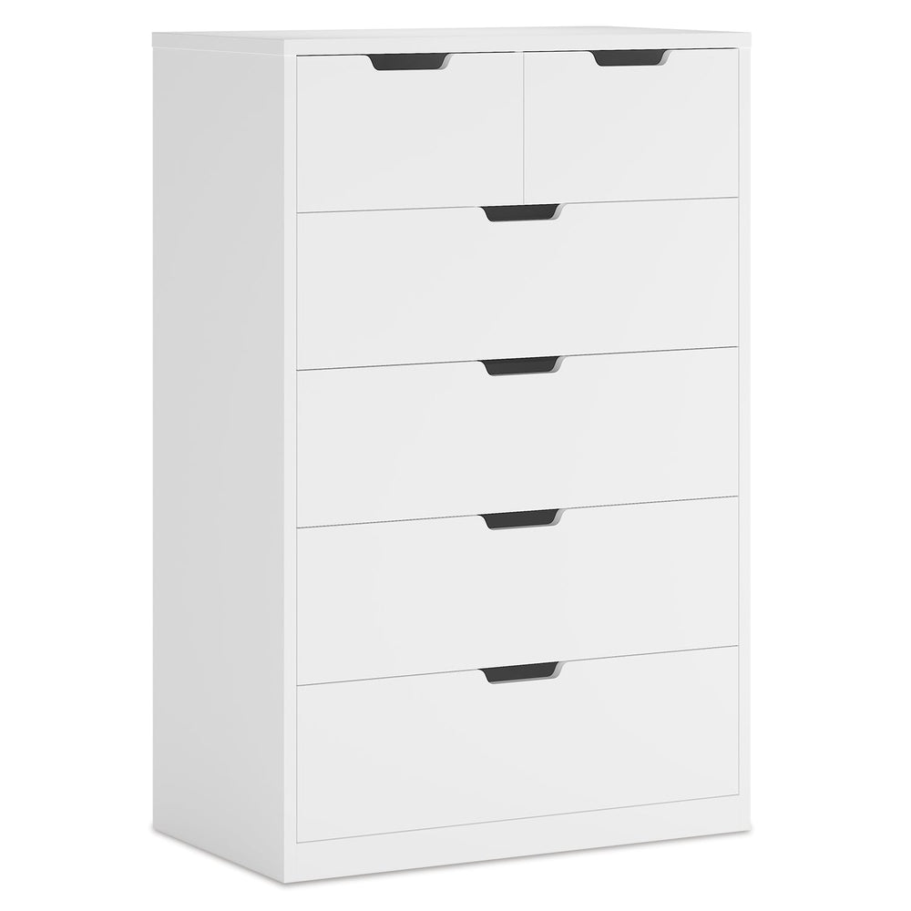 Sikaic Dresser Tall Dresser with 6 Drawers White White / Engineered Wood / Modern