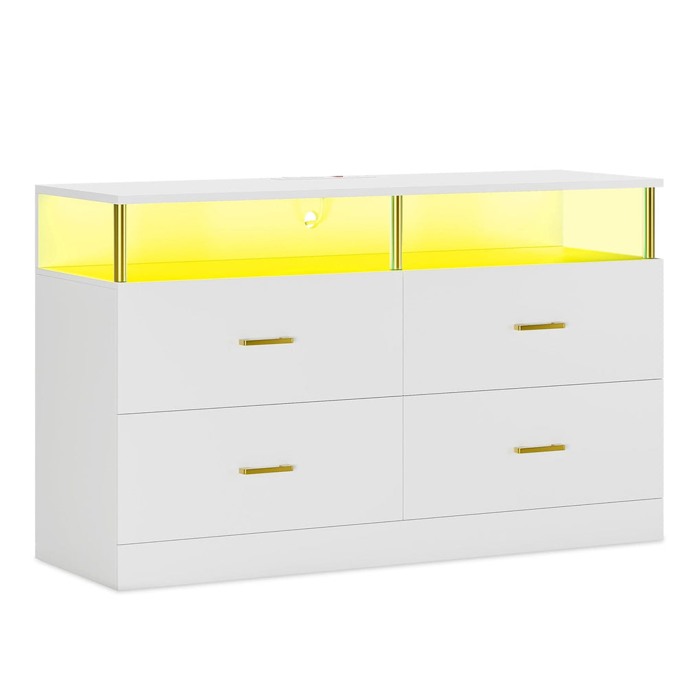 Sikaic Dresser 4 Drawers Dresser with Column Design White White / Modern