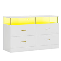 Sikaic Dresser 4 Drawers Dresser with Column Design White White / Modern