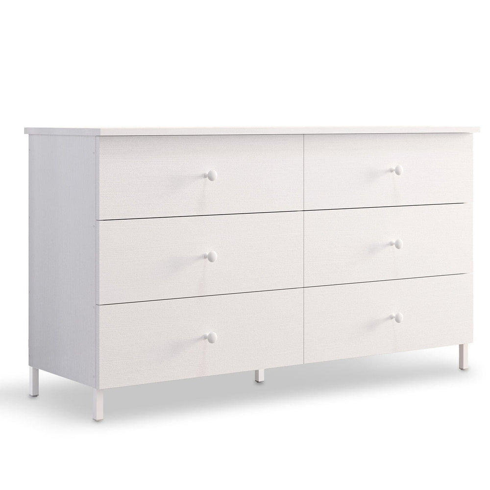 Sikaic Dresser 6 Drawers Dresser with Heavy Sturdy Steel Frame White White / Modern