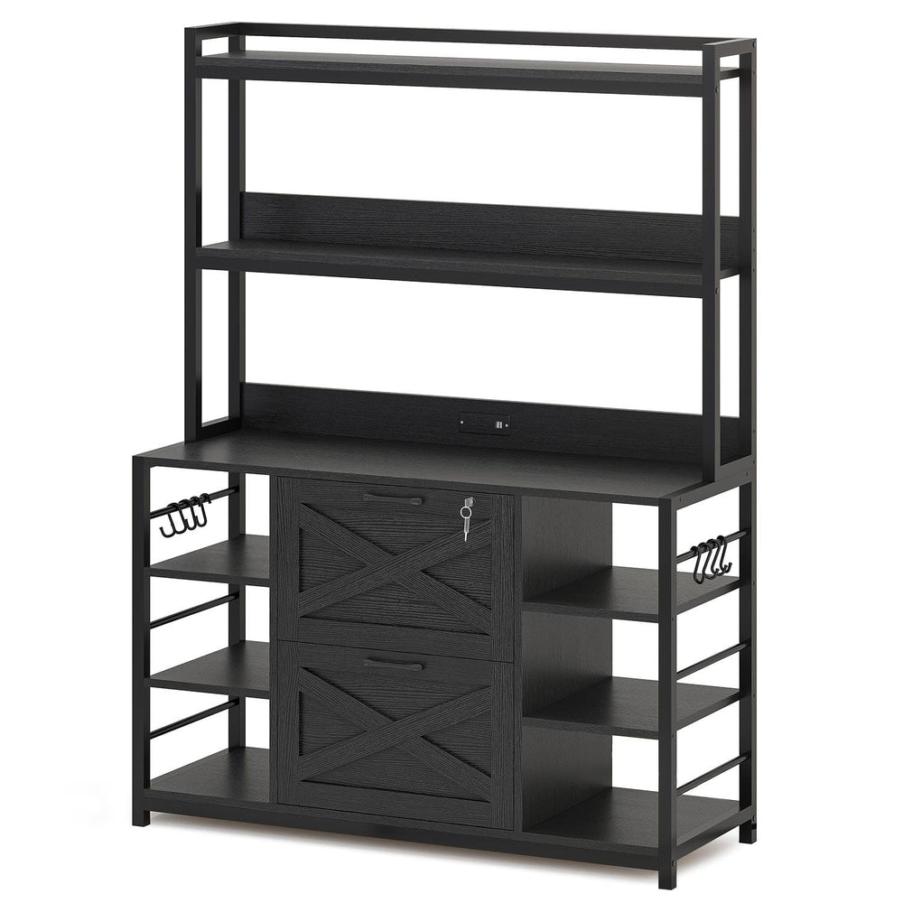Sikaic File Cabinet File Cabinet with Lock Black Black / Engineered Wood / Modern
