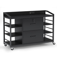 Sikaic File Cabinet 44 Inches File Cabinet with 2 Drawers Black Black / Wood / Modern