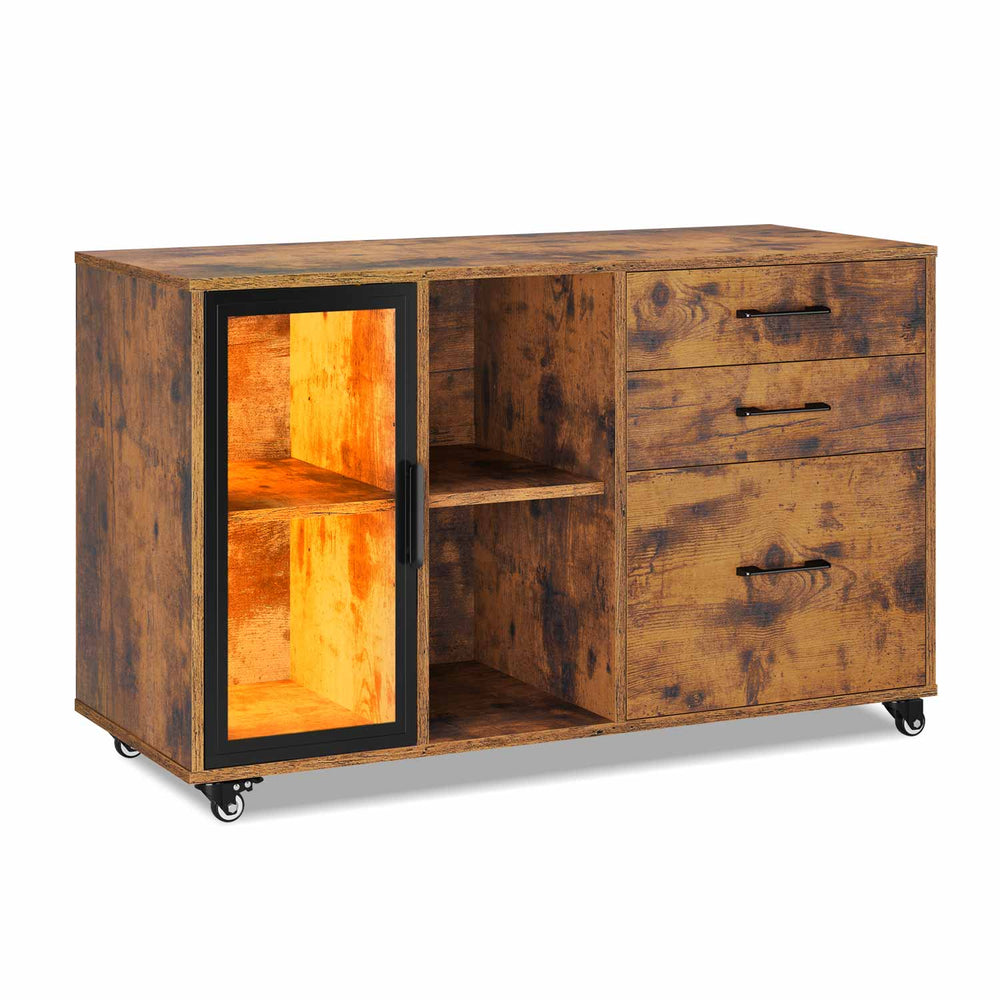 Sikaic File Cabinet 39.4 Inches Mobile File Cabinet with 3 Drawers Brown Brown / Engineered Wood / Modern