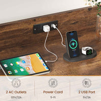 Sikaic File Cabinet Vertical File Cabinet with Lock and Charging Station & Printer Stand Open Storage Shelf for Home Office Rustic Brown Brown / Engineered Wood / Modern