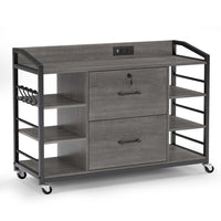 Sikaic File Cabinet 44 Inches File Cabinet with 2 Drawers Grey Grey / Engineered Wood / Modern