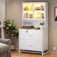 Sikaic File Cabinet File Cabinet with Bookshelf White White / Engineered Wood / Modern