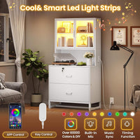 Sikaic File Cabinet File Cabinet with Bookshelf White White / Engineered Wood / Modern