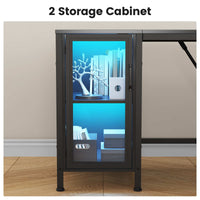 Sikaic Gaming Desk 50.4 Inches Reversible L Shaped Gaming Desk With Lift Top Adjustable Standing and RGB LED File Drawer Black Black / Engineered Wood / Modern