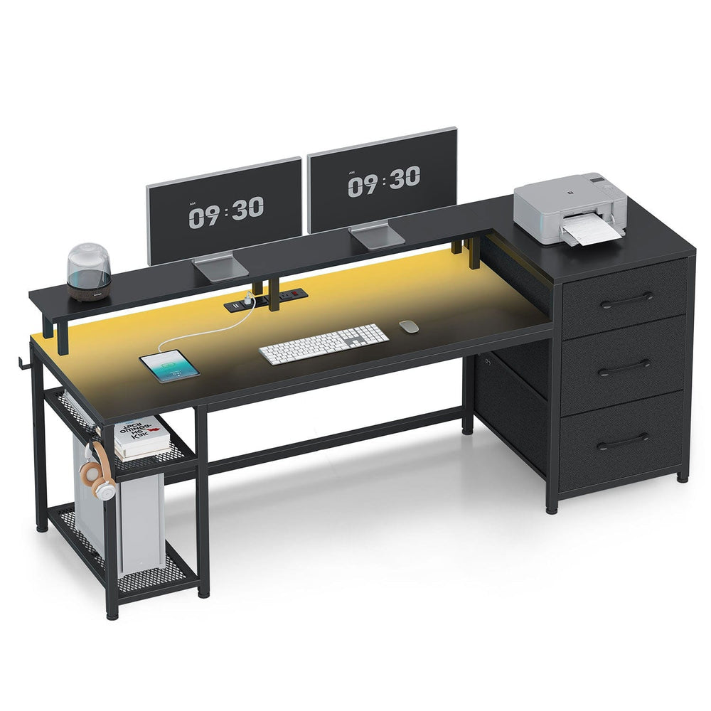 Sikaic Gaming Desk 59 Inches Reversible Gaming Desk Black Black / Engineered Wood / Modern