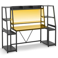 Sikaic Gaming Desk 65.7 Inches Gaming Desk Black Black / Engineered Wood / Modern