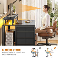 Sikaic Gaming Desk 75 Inches Led Gaming Desk Black Black / Engineered Wood / Modern