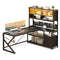 Sikaic Gaming Desk LED L Shaped Gaming Desk Black Black / Engineered Wood / Modern