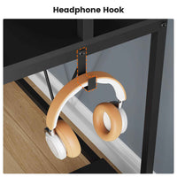 Sikaic Gaming Desk Reversible L-Shaped Led Gaming Desk With Power Outlets and Monitor Stand & 2 Drawers Black Black / Engineered Wood / Modern