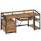 Sikaic Gaming Desk 63 Inches Gaming Desk with LED Light Drawers Rustic Brown Brown / Alloy Steel / Modern
