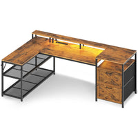 Sikaic Gaming Desk 67 Inches Reversible Gaming Desk Brown Brown / Engineered Wood / Modern