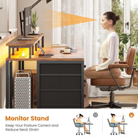 Sikaic Gaming Desk 75 Inches Led Gaming Desk Brown Brown / Engineered Wood / Modern