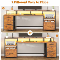 Sikaic Gaming Desk 75 Inches Led Gaming Desk Brown Brown / Engineered Wood / Modern