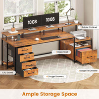 Sikaic Gaming Desk 75 Inches Led Gaming Desk Brown Brown / Engineered Wood / Modern