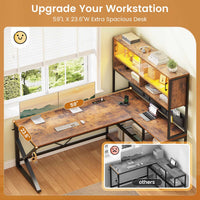 Sikaic Gaming Desk LED L Shaped Gaming Desk Brown Brown / Engineered Wood / Modern